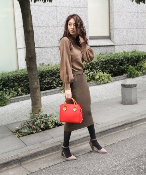 Andemiu（アンデミュウ）の「【ブラウンWEB限定】ベルトツキボトルネックワンピース（ワンピース・レディース・ブラック/グレー/その他/ピンク・FREE）」の5枚目の写真