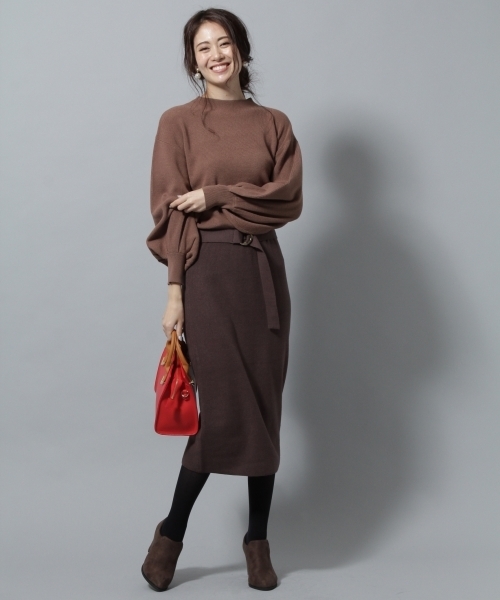 Andemiu（アンデミュウ）の「【ブラウンWEB限定】ベルトツキボトルネックワンピース（ワンピース・レディース・ブラック/グレー/その他/ピンク・FREE）」の12枚目の写真