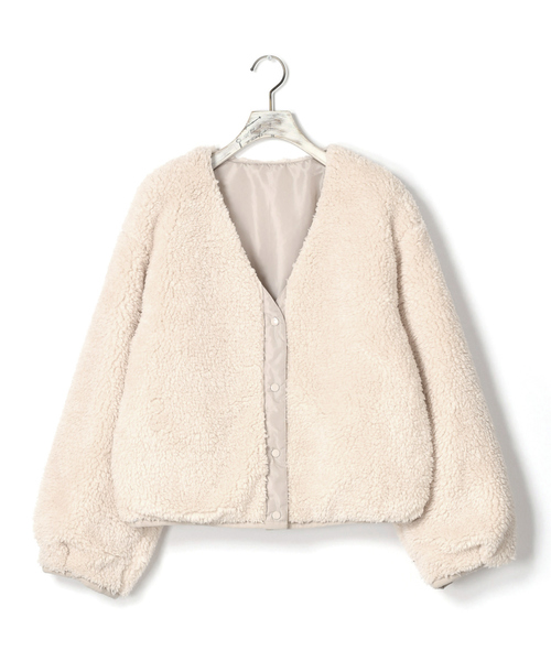 w closet（ダブルクローゼット）の「ボア×リップストップリバーシブルブルゾン（ブルゾン・レディース・カーキ/ピンク/キナリ・FREE）」の5枚目の写真