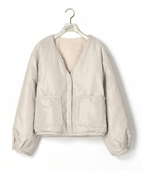 w closet（ダブルクローゼット）の「ボア×リップストップリバーシブルブルゾン（ブルゾン・レディース・カーキ/ピンク/キナリ・FREE）」の8枚目の写真