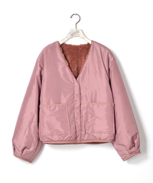 w closet（ダブルクローゼット）の「ボア×リップストップリバーシブルブルゾン（ブルゾン・レディース・カーキ/ピンク/キナリ・FREE）」の17枚目の写真