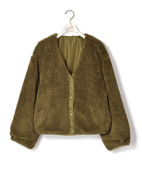 w closet（ダブルクローゼット）の「ボア×リップストップリバーシブルブルゾン（ブルゾン・レディース・カーキ/ピンク/キナリ・FREE）」の15枚目の写真