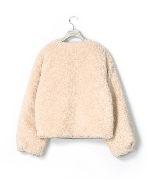 w closet（ダブルクローゼット）の「ボア×リップストップリバーシブルブルゾン（ブルゾン・レディース・カーキ/ピンク/キナリ・FREE）」の9枚目の写真