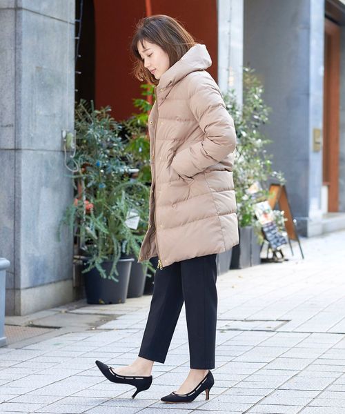 スプーム 38 ダウンコート ショールカラー 総柄 シャンパンゴールド 通勤 ANY SIS（エニィスィス）の「【洗える】撥水ショールカラー ダウン