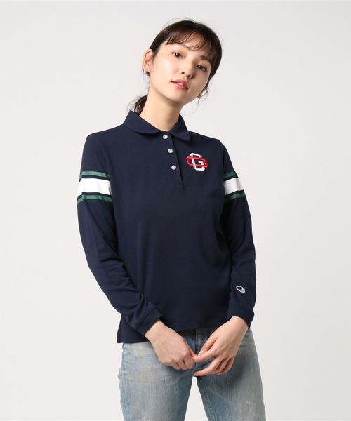 Champion Golf（チャンピオンゴルフ）の「【Champion/チャンピオン】レディース GOLF ロングスリーブストレッチポロシャツ（ポロシャツ・レディース・サックスブルー/オフホワイト/ネイビー/ベージュ/グレー・LARGE/MEDIUM）」の4枚目の写真