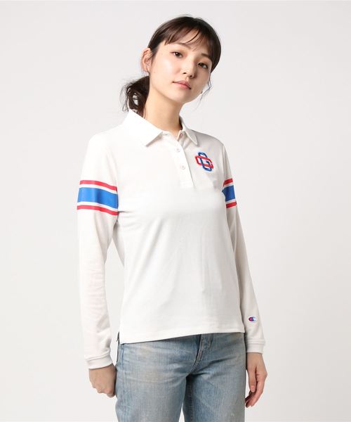 Champion Golf（チャンピオンゴルフ）の「【Champion/チャンピオン】レディース GOLF ロングスリーブストレッチポロシャツ（ポロシャツ・レディース・サックスブルー/オフホワイト/ネイビー/ベージュ/グレー・LARGE/MEDIUM）」の2枚目の写真