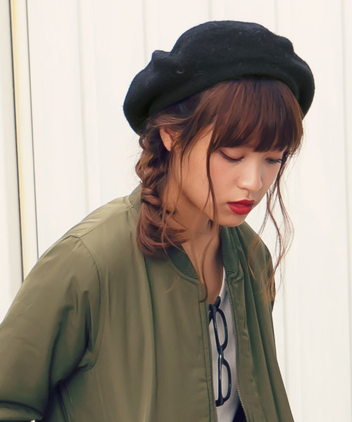 KOBE LETTUCE（コウベレタス）の「シンプルニットベレー帽/レディース/帽子[J461]神戸レタス（ハンチング/ベレー帽・レディース・チャコールグレー/ブラック/ベージュ/ブラウン・FREE）」の2枚目の写真