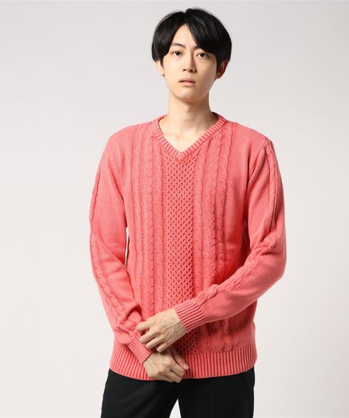 Joker ジョーカー の 硫化染めvネックニットセーター メンズ トップス ニット サーフ ニット セーター Wear