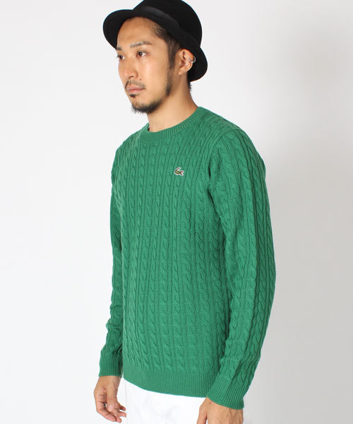 BEAMS（ビームス）の「□LACOSTE×BEAMS / 別注 ケーブルクルーネック（ニット/セーター・メンズ・ホワイト/ケリー/ネイビー・2/3/4）」の4枚目の写真