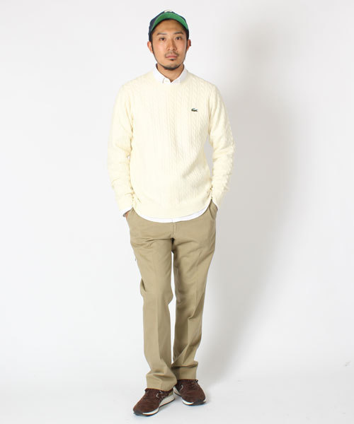 BEAMS（ビームス）の「□LACOSTE×BEAMS / 別注 ケーブルクルーネック（ニット/セーター・メンズ・ホワイト/ケリー/ネイビー・2/3/4）」の9枚目の写真
