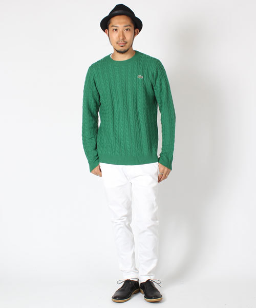 BEAMS（ビームス）の「□LACOSTE×BEAMS / 別注 ケーブルクルーネック（ニット/セーター・メンズ・ホワイト/ケリー/ネイビー・2/3/4）」の10枚目の写真