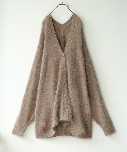 n'OrLABEL(ノアールレーベル)の「『ゆるふわシャギーニットカーディガン』(カーディガン/ボレロ・レディース・ブラック/グレー/アイボリー/スモークピンク/ダークベージュ/グレイッシュブルー・FREE)」の4枚目の写真