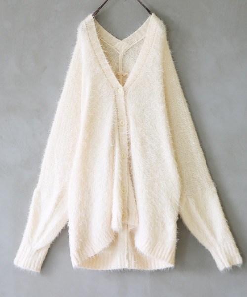 n'OrLABEL(ノアールレーベル)の「『ゆるふわシャギーニットカーディガン』(カーディガン/ボレロ・レディース・ブラック/グレー/アイボリー/スモークピンク/ダークベージュ/グレイッシュブルー・FREE)」の18枚目の写真