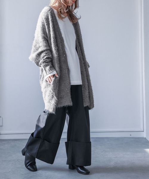 n'OrLABEL(ノアールレーベル)の「『ゆるふわシャギーニットカーディガン』(カーディガン/ボレロ・レディース・ブラック/グレー/アイボリー/スモークピンク/ダークベージュ/グレイッシュブルー・FREE)」の13枚目の写真