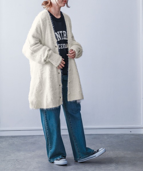 n'OrLABEL(ノアールレーベル)の「『ゆるふわシャギーニットカーディガン』(カーディガン/ボレロ・レディース・ブラック/グレー/アイボリー/スモークピンク/ダークベージュ/グレイッシュブルー・FREE)」の10枚目の写真