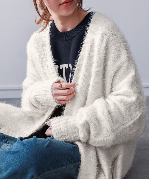 ゆるふわシャギーニットカーディガン』（カーディガン/ボレロ）｜n