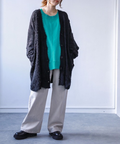 n'OrLABEL(ノアールレーベル)の「『ゆるふわシャギーニットカーディガン』(カーディガン/ボレロ・レディース・ブラック/グレー/アイボリー/スモークピンク/ダークベージュ/グレイッシュブルー・FREE)」の7枚目の写真