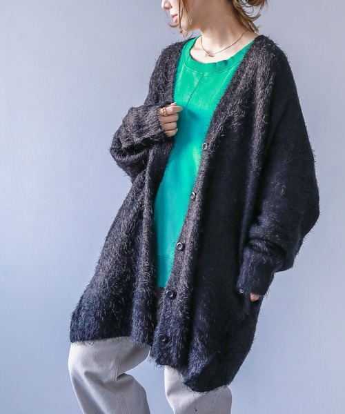 n'OrLABEL(ノアールレーベル)の「『ゆるふわシャギーニットカーディガン』(カーディガン/ボレロ・レディース・ブラック/グレー/アイボリー/スモークピンク/ダークベージュ/グレイッシュブルー・FREE)」の15枚目の写真