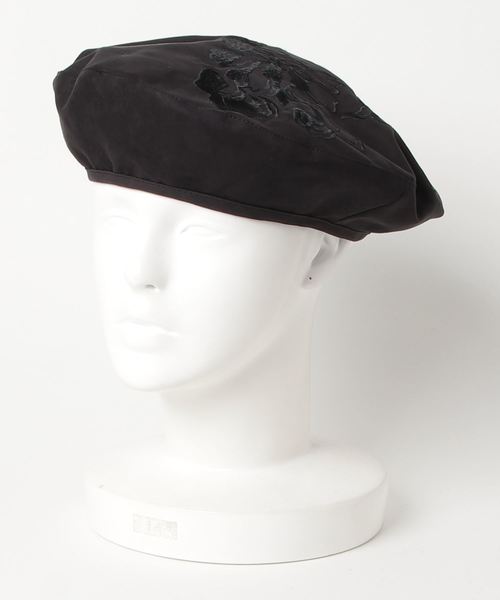 チャイハネ（チャイハネ）の「【チャイハネ】花刺繍ベレー帽（ハンチング/ベレー帽・レディース・ブラック/パープル・FREE）」の5枚目の写真