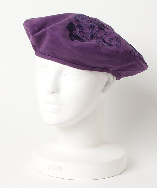 チャイハネ（チャイハネ）の「【チャイハネ】花刺繍ベレー帽（ハンチング/ベレー帽・レディース・ブラック/パープル・FREE）」の9枚目の写真