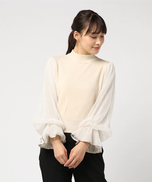 archives（アルシーヴ）の「プリーツチュールボリューム袖ニットPO（ニット/セーター・レディース・ブラック/ベージュ/ブラウン・MEDIUM）」の3枚目の写真