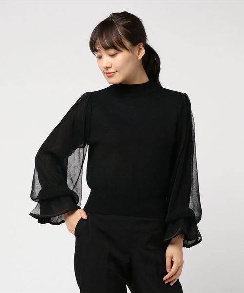 archives（アルシーヴ）の「プリーツチュールボリューム袖ニットPO（ニット/セーター・レディース・ブラック/ベージュ/ブラウン・MEDIUM）」の2枚目の写真