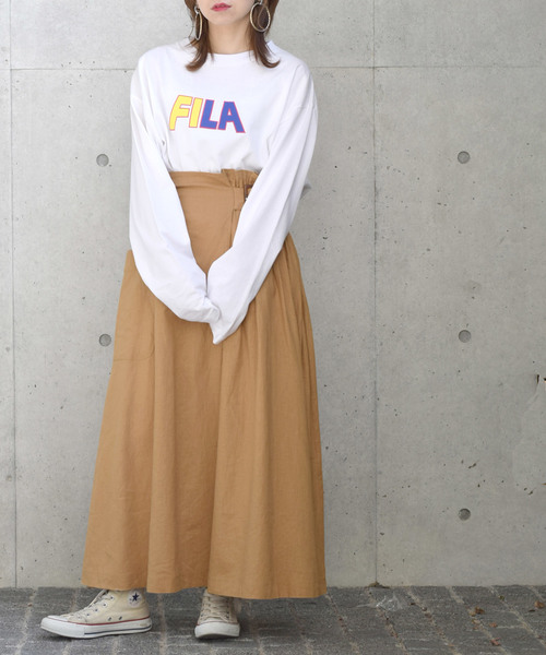 w closet（ダブルクローゼット）の「麻レーヨンベルトギャザースカート（スカート・レディース・カーキ/パープル系その他/ダークベージュ・FREE）」の15枚目の写真