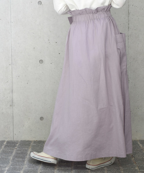 w closet（ダブルクローゼット）の「麻レーヨンベルトギャザースカート（スカート・レディース・カーキ/パープル系その他/ダークベージュ・FREE）」の20枚目の写真