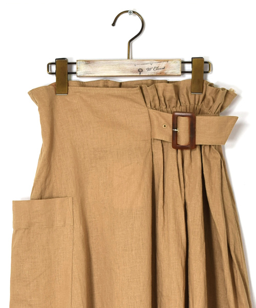 w closet（ダブルクローゼット）の「麻レーヨンベルトギャザースカート（スカート・レディース・カーキ/パープル系その他/ダークベージュ・FREE）」の14枚目の写真
