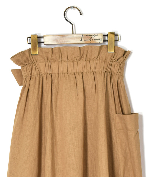 w closet（ダブルクローゼット）の「麻レーヨンベルトギャザースカート（スカート・レディース・カーキ/パープル系その他/ダークベージュ・FREE）」の17枚目の写真