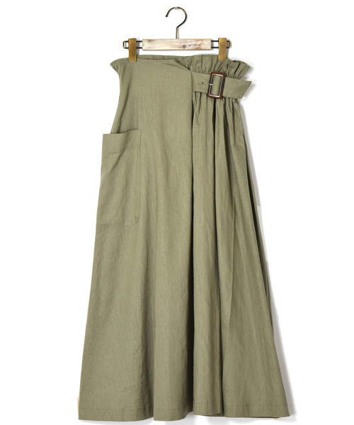 w closet（ダブルクローゼット）の「麻レーヨンベルトギャザースカート（スカート・レディース・カーキ/パープル系その他/ダークベージュ・FREE）」の11枚目の写真