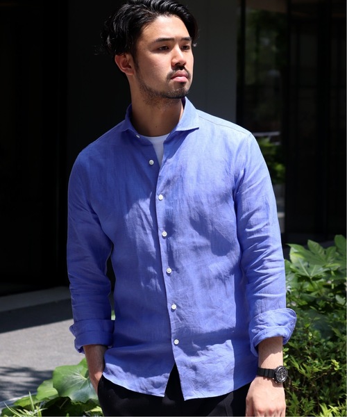 EDIFICE（エディフィス）の「ウォッシュド リネン カッタウェイカラー シャツ（シャツ/ブラウス・メンズ・ホワイト/ネイビー/ブラウン/ブルー系その他・SMALL/MEDIUM/LARGE/X-LARGE）」の4枚目の写真