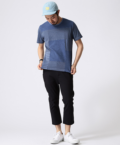 BEAMS（ビームス）の「○BEAMS / ガーメントダイ パッチワーク TEE（Tシャツ/カットソー・メンズ・チャコールグレー/ネイビー・SMALL/LARGE/MEDIUM/X-LARGE）」の9枚目の写真