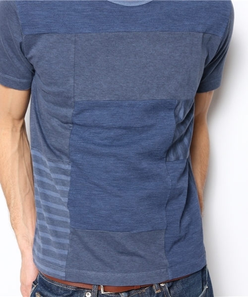 BEAMS（ビームス）の「○BEAMS / ガーメントダイ パッチワーク TEE（Tシャツ/カットソー・メンズ・チャコールグレー/ネイビー・SMALL/LARGE/MEDIUM/X-LARGE）」の4枚目の写真