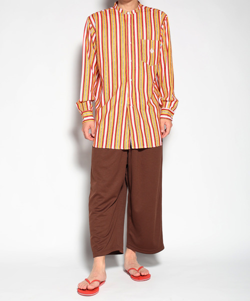 ALDIES(アールディーズ)の「Stand Stripe Shirt / スタンドストライプシャツ(シャツ/ブラウス・メンズ・レッド/オレンジ/グリーン・SMALL/MEDIUM/LARGE)」の9枚目の写真