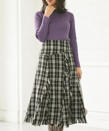KOBE LETTUCE | Aラインフリンジツイードスカート(スカート)