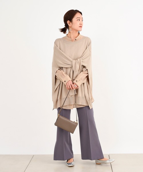 DouDou(ドゥドゥ)の「2WAYワイドチュニック(ニット/セーター・レディース・ベージュ/オフホワイト/グリーン・FREE)」の14枚目の写真