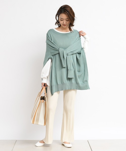 DouDou(ドゥドゥ)の「2WAYワイドチュニック(ニット/セーター・レディース・ベージュ/オフホワイト/グリーン・FREE)」の9枚目の写真