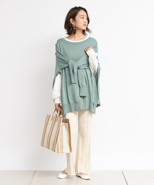 DouDou(ドゥドゥ)の「2WAYワイドチュニック(ニット/セーター・レディース・ベージュ/オフホワイト/グリーン・FREE)」の19枚目の写真