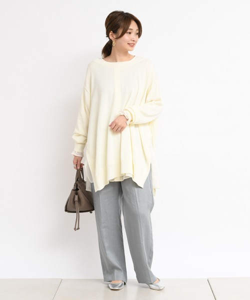 DouDou(ドゥドゥ)の「2WAYワイドチュニック(ニット/セーター・レディース・ベージュ/オフホワイト/グリーン・FREE)」の20枚目の写真