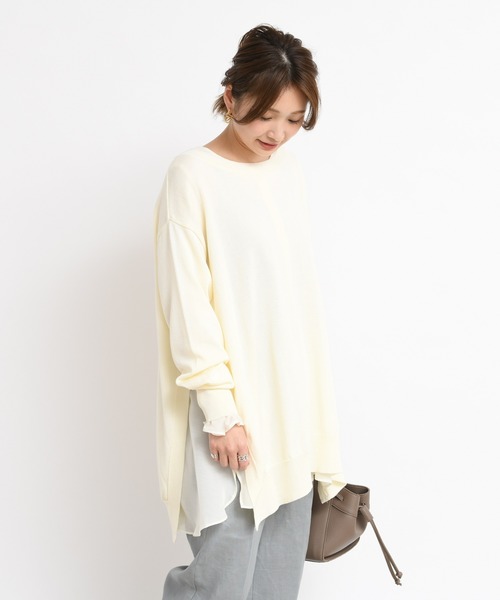 DouDou(ドゥドゥ)の「2WAYワイドチュニック(ニット/セーター・レディース・ベージュ/オフホワイト/グリーン・FREE)」の21枚目の写真