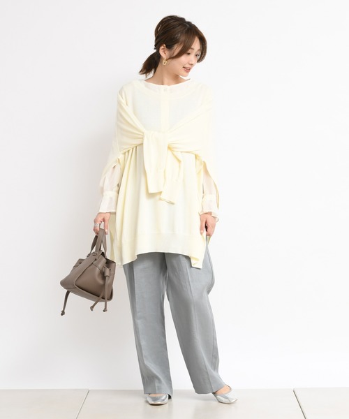 DouDou(ドゥドゥ)の「2WAYワイドチュニック(ニット/セーター・レディース・ベージュ/オフホワイト/グリーン・FREE)」の22枚目の写真