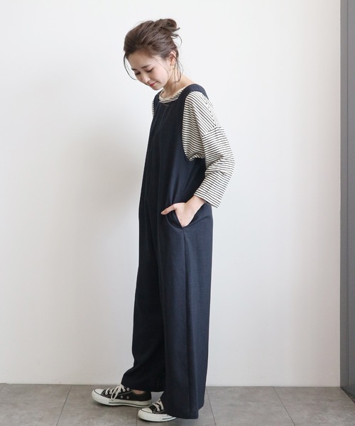 AMERICAN HOLIC(アメリカンホリック)の「スクエアネックサロペット *(サロペット/オーバーオール・レディース・モカ/ネイビー/ドット・MEDIUM/LARGE)」の9枚目の写真