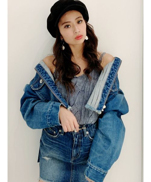 GYDA（ジェイダ）の「ケーブルブリーチニット キャミ（キャミソール・レディース・ブラック/ピンク/ネイビー/ベージュ・FREE）」の16枚目の写真