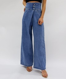 アシンメトリーデニムワイドパンツ