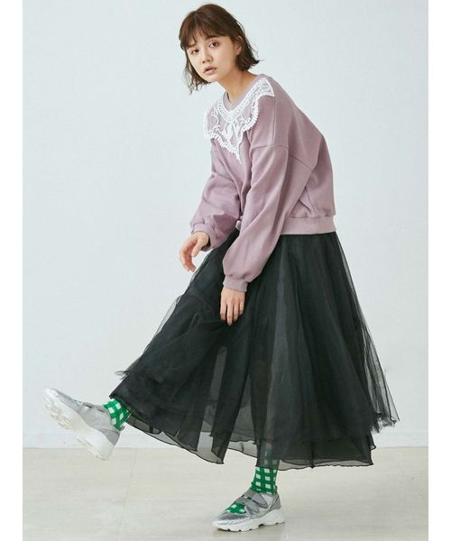 merry jenny（メリージェニー）の「ドッキングチュールスカート（スカート・レディース・アイボリー/インディゴブルー・FREE）」の6枚目の写真