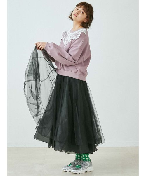 merry jenny（メリージェニー）の「ドッキングチュールスカート（スカート・レディース・アイボリー/インディゴブルー・FREE）」の7枚目の写真