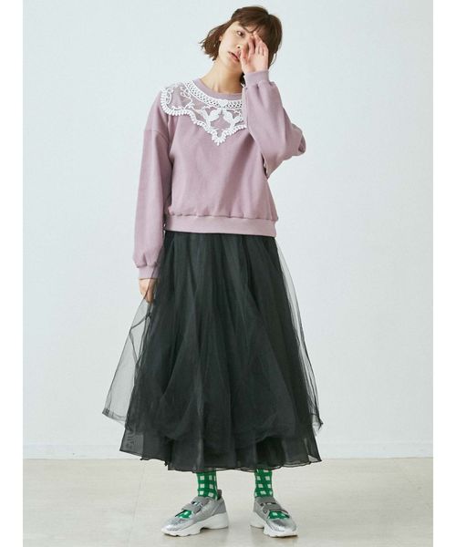 merry jenny（メリージェニー）の「ドッキングチュールスカート（スカート・レディース・アイボリー/インディゴブルー・FREE）」の8枚目の写真