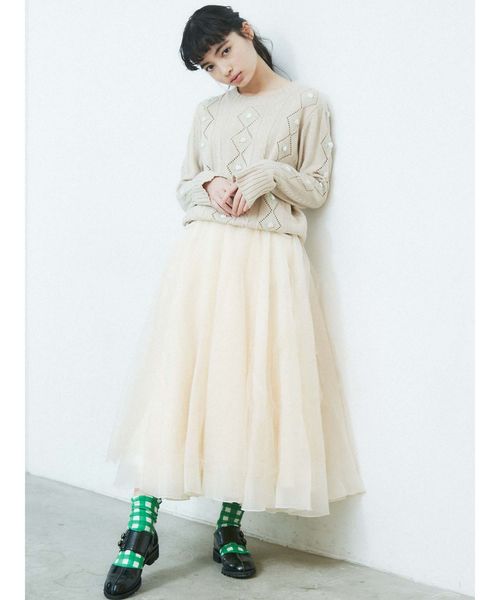 merry jenny（メリージェニー）の「ドッキングチュールスカート（スカート・レディース・アイボリー/インディゴブルー・FREE）」の10枚目の写真