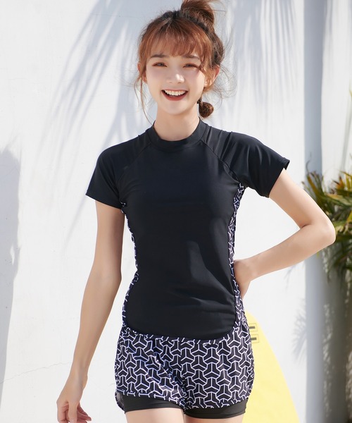 セール】レディースフィットネス水着体型カバー ラッシュガード+